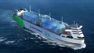 Rendering des elektrisch angetriebenen, 80.000-Kubikmeter-Flüssigwasserstoff-Carriers von HD Korea Shipbuilding & Offshore Engineering (HD KSOE). (Bild: DNV)