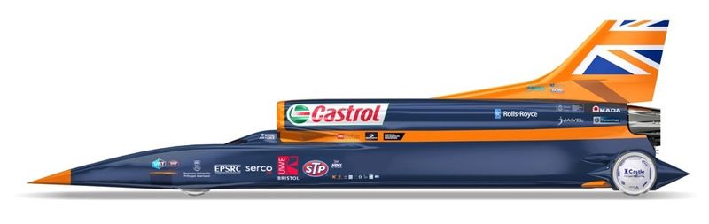 Das Bloodhound Super Sonic Car ist ein Raketenauto, mit dem in Südafrika ein neuer Landgeschwindigkeitsrekord von 1609,344 km/h aufgestellt werden soll. An der Entwicklung des Fahrzeugs waren u.a. der Technologiekonzern Lockheed Martin und der gegenwärtige Landgeschwindigkeits-Weltrekordinhaber Andy Green beteiligt. Das Fahrzeug besitzt zwei übereinanderliegende Triebwerke: Ein Raketentriebwerk mit ca. 130 kN Schub und ein Eurojet EJ200 aus dem Eurofighter, welches etwa 90 kN leistet. Das Projekt soll helfen, in England Schüler für technische Berufe zu begeistern. (Siemens NX/BloodhoundSSC)
