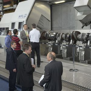 Die neue WFL M150 Millturn / 8000mm mit einer Kurbelwellenbearbeitung.