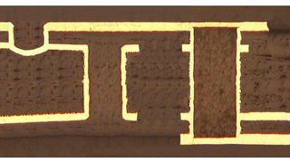 Schliffbild einer 1+2b+1-HDI-Leiterplatte: Lagenaufbau eines aktuellen PC-Prozessor-Boards (Archiv: Vogel Business Media)