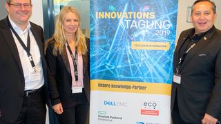 (v. r.) Werner Theiner (eco Verband) mit Kirsten Meier und Joachim Astel (noris) (IT-BUSINESS)