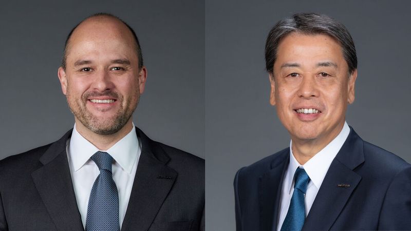 Ivan Espinosa (l.) löst Makoto Uchida an der Spitze von Nissan ab.(Bild:  Nissan)