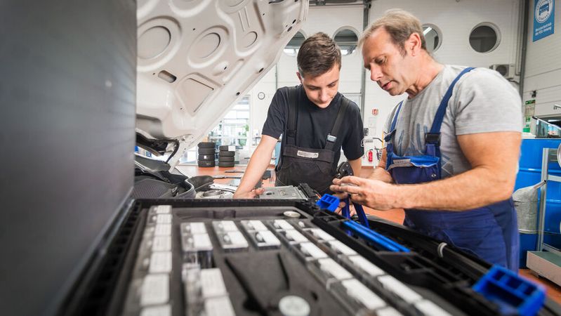 Kfz-Betriebe haben im Jahr 2023 für den Ausbildungsberuf „Kfz-Mechatroniker/in“ 23.517 neue Ausbildungsverträge abgeschlossen, eine Steigerung um 8,9 Prozent gegenüber dem Vorjahr. (Bild:  ProMotor/T.Volz)