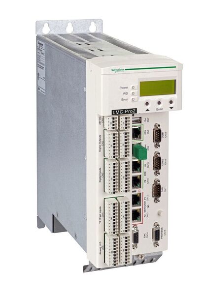 PacDrive-3-LMC-Controller bieten eine skalierbare Leistung für die Synchronisierung von bis zu 
130 Servoachsen mit einer Netzwerk-Update-Rate von 
1 ms. Zusätzlich zur Bewegungsfunktionalität vereinen alle Controller eine integrierte SPS, HMI-Schnittstellen und IT-Funktionalitäten auf einer einzigen Hardware-Plattform.  (Schneider Electric)