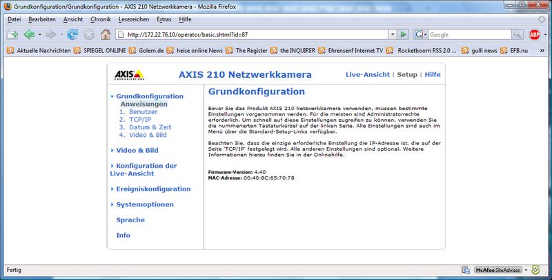 Das Axis-Konfigurationswerkzeug bringt umfassende Erklärungstexte mit (Archiv: Vogel Business Media)