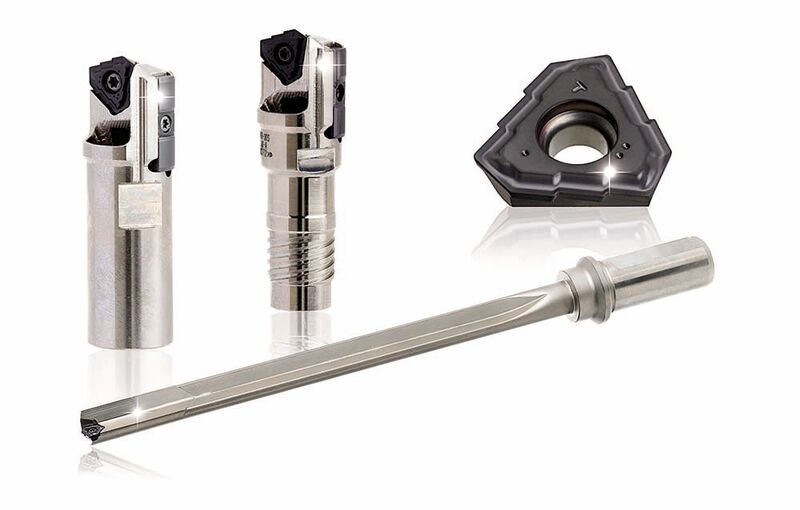 Taegutec’s new indexable gundrill and deep drilling heads feature trigonal inserts that evacuate chips without damaging the surface finish. (Source: Taegutec)