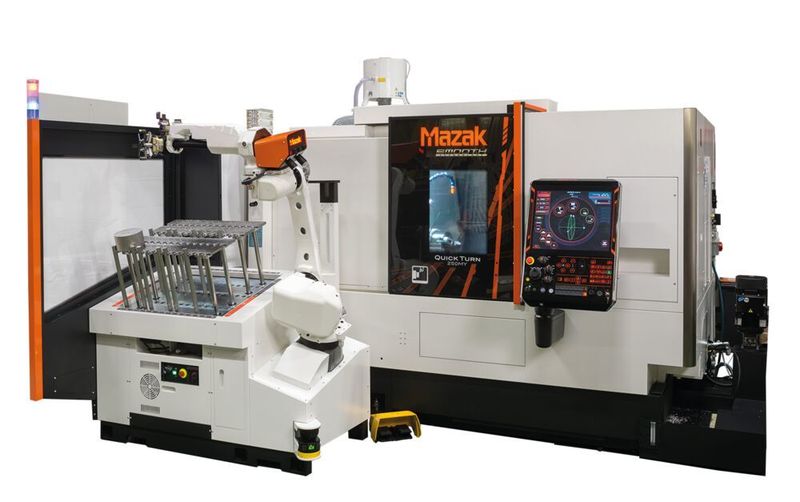 Hochproduktive Drehmaschine aus der Quick-Turn-Serie mit direkt integriertem Beladeroboter «TurnAssist» TA-12.  (Mazak)