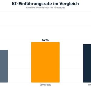 KI-Einführungsrate: Die Schweiz liegt 3 Prozent über EU-Durchschnitt und 11 Prozent über Vorjahr.(Bild:  AWS)