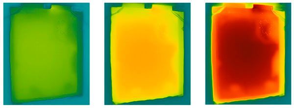 Thermische Charakterisierung einer Pouchzelle. Mavo Liscell-Projekt: Elektroautos oder auch Photovoltaik-Anlagen sind derzeit deswegen so teuer, weil es an effizientem Speicher für die elektrische Energie mangelt. Herkömmliche und momentan noch verwendete Lithium-Ionen-Zellen haben eine Energiedichte von 150 Wh/kg. Im Rahmen des Mavo Liscell-Projekts werden Batteriezellen auf Grundlage neuer Kathoden, Elektrolyten und Anoden entwickelt. Die spezifische Energiedichte dieser Lithium-Schwefel-Batteriezellen sollen bei mehr als dem vierfachen der Lithium-Ionen-Zellen liegen. (Fraunhofer IVI Dresden)