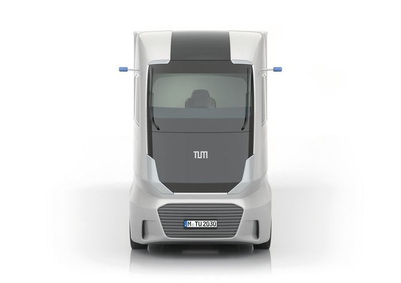 Zum Konzept zählen die europaweite Zulassung für Lang-Lkw, der Diesel-Hybrid-Antrieb und eine multifunktionale Fahrerkabine. (TUM, Lehrstuhl Industrial Design, S. Rauchbart, W. Wilden)