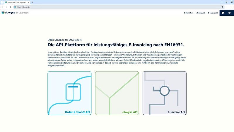 Startseite des neuen Entwicklerportals Obwyse.dev.(Bild:  Oxseed)