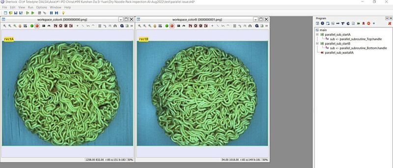 Bildverarbeitungssysteme sind in der Lage, Fehler in Instantnudeln innerhalb von Millisekunden zu erkennen. (Bild: Teledyne Dalsa)