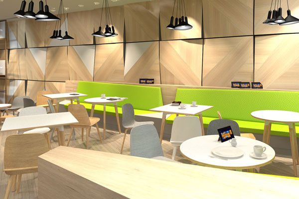 Ansichten aus dem Gastronomie-Bereich: So wird die „Digital Eatery“ einmal aussehen. (Bild: Microsoft)