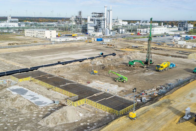 In August 2020, construction work started on the new cathode materials plant in Schwarzheide, Germany.  (BASF)