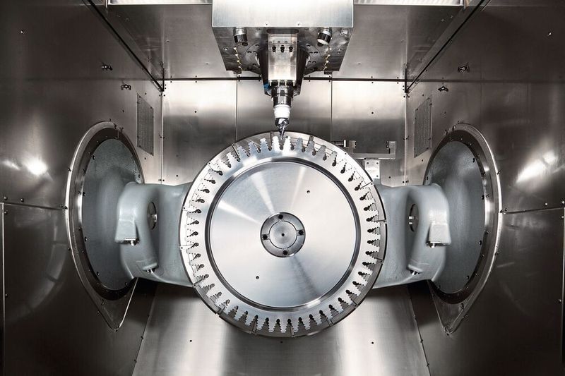 In die Fandisc werden später die Fanblades eingehängt. Sie wurde auf einer Hermle C 62 U MT dynamic gefertigt. (Hermle)