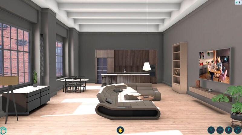 Ein virtuelles Wohnzimmer lässt sich dreidimensional erkunden.