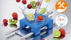 Für eine schnelle Reinigung hat der Igus eine Hygienic-Design-Linearführung mit einem FDA-konformen und schmierfreien Linearschlitten entwickelt. Das System wurde von der EHEDG zertifiziert.  (Igus)