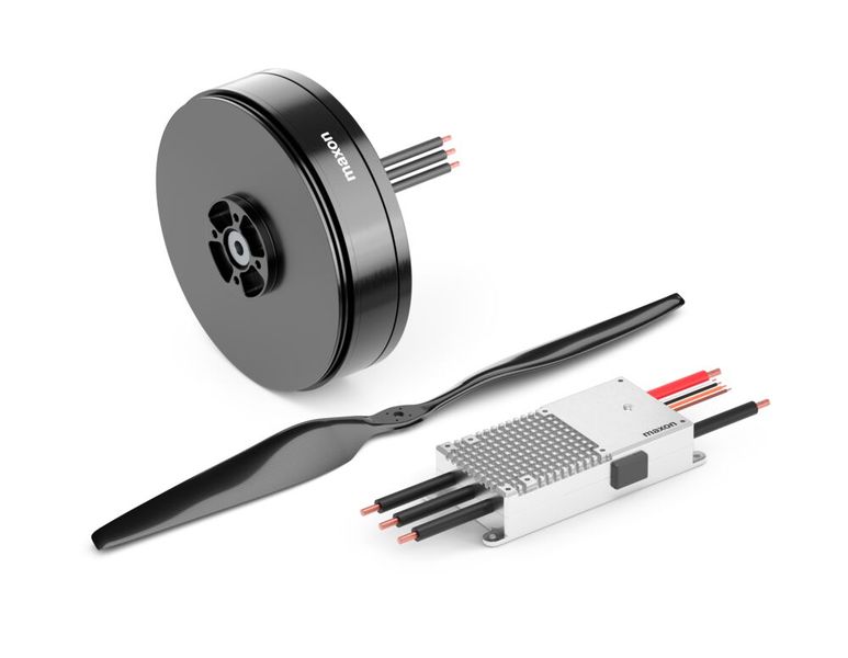Maxon UAV-Antriebssysteme bestehen aus BLDC-Motoren, ESCs und Propellern, die für höchste Sicherheit und Effizienz gebaut sind. (Bild: Maxon)