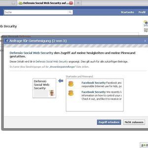 Natürlich bietet Defensio Social Web Security nur dann einen Schutz, wenn es auf Neuigkeiten und Pinnwand-Einträge zugreifen kann.