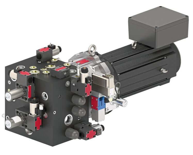 Das modulare elektrohydrostatische Antriebssystem (EAS) von Moog bietet durch seine standardisierten Module viele Antriebsoptionen für ein breites Anwendungsspektrum. (Moog MGPR 2002)