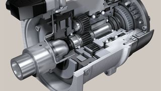 Das HS 150 ist die neueste Entwicklung aus der Zweigang-Schaltgetriebefamilie ZF-Duoplan. Es basiert auf einem neuartigen Getriebekonzept und kann in den Antriebsstrang integriert werden.  (Bild: ZF)