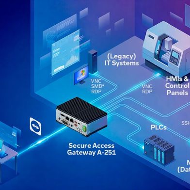 Das Bechtle Secure Access Gateway A-251 verbindet Techniker per Zero-Trust-Verbindung mit Legacy-IT, SCADA-Systemen, PLCs und HMIs, ohne dass auf den Zielsystemen Software installiert werden müsse. (Bild: Bechtle)