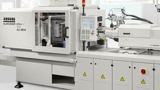 Der auf der Medtec Europe 2015 präsentierte elektrische Allrounder 470 A ist speziell für die Verarbeitung von LSR und für den Einsatz in der Medizintechnik ausgestattet. (Bild: Arburg)