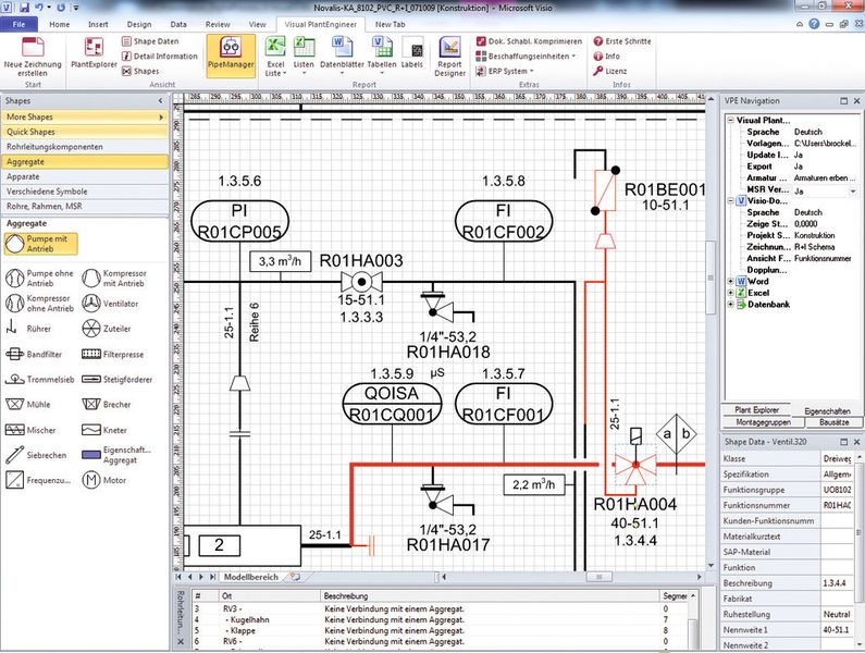 P&ID-Software Visual Plant Engineer bietet Schnittstellen zu anderen Softwarelösungen. (Bild: X-Visual Technologies)