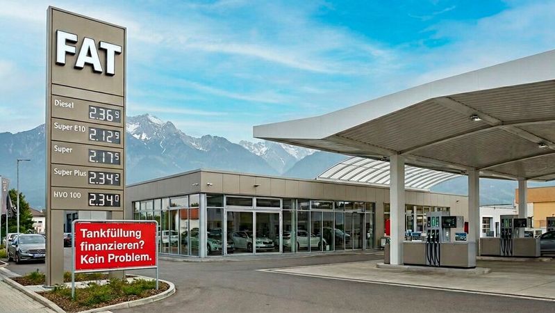 Familiengeführte Autohäuser aus ganz Deutschland schließen sich zu einem losen Tankstellenverbund zusammen. Mit neuartigen Finanzdienstleistungen rund um Tankfüllungen und Upselling mit KI-Technologie erschließt die Initative neue Erlösquellen. Im Bild: Der Betrieb im oberbayerischen Bad Händling am Alpenrand.(Bild:  Google Gemini 3 Pro Image / KI-generiert)