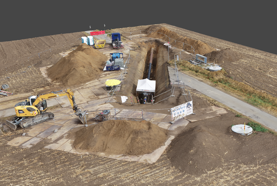 Hochauflösende 3D-Rekonstruktion eines Pipelineabschnitts mittels Photogrammetrie, ideal zur visuellen Dokumentation.(Bild:  Augel)