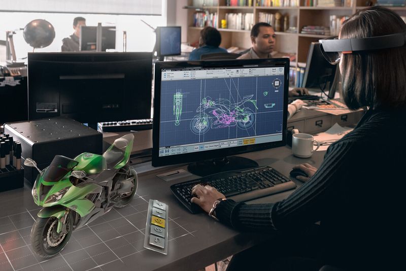 Virtuelle 3D-Objekte lassen sich auch auf den Schreibtisch „stellen“. (Bild: Microsoft)