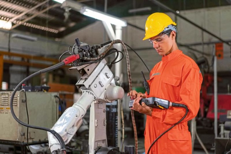 Manuelle Programmierung des Roboters mit Hilfe des Programmierhandgeräts. (Bild: Visual Components)