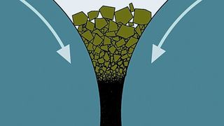 Mahlwalzen zerkleinern grobes Schüttgut bei sehr hohen Drücken. Sie benötigen daher eine harte, aber auch zähe Oberfläche als Verschleißschutz, um eine lange Lebensdauer zu erreichen. Bild: RUB (Archiv: Vogel Business Media)