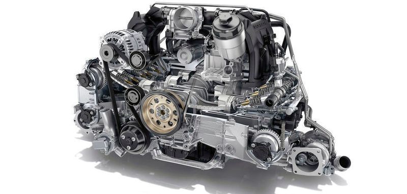 Der Sechszylinder eines Porsche 911 Carrera. (Porsche)