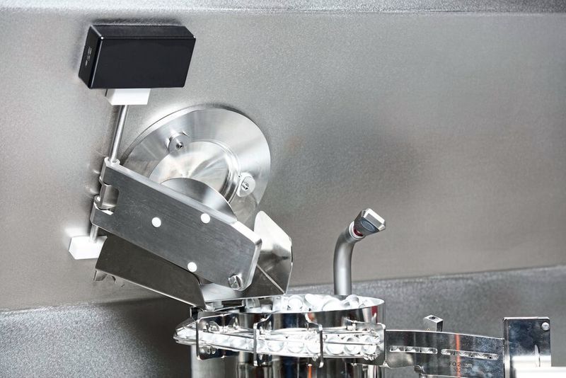 Der PMS Ultraschallsensor reguliert den Volumenstrom von Verschlusskappen. (Microsonic)