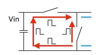 Bild 2: Unterschiedliche Pfade mit unterschiedlicher Stromflussrichtung in einer Hot Loop. (Analog Devices)