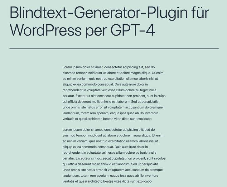 Das Ergebnis ist ein schmucker Blindtext-Generator per Shortcode, der praktisch aber wenig sinnvoll ist. (Bild: Rentrop)