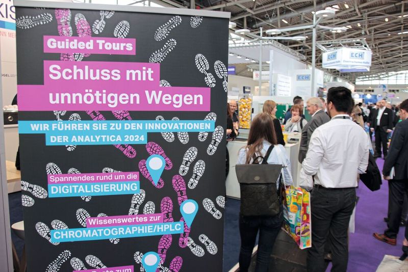 Ebenfalls bei der LABORPRAXIS war der Startpunkt für die Guided Tours zu den drei Themen Chromatographie/HPLC, Digitalisierung und Liquid Handling. (Bild: VCG – C. Lüttmann)
