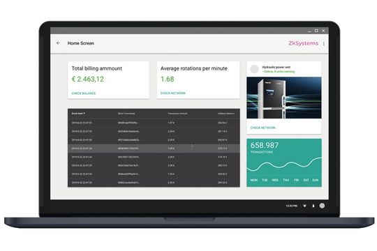 Präzise Mikrotransaktionen des  Hydraulik-Aggregats Cytro Box werden in der Blockchain von Zk-Systems erfasst.(Bild:  Zk-Systems)