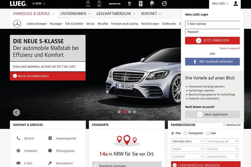 Das digitale Pendant: Die neue Webseite bietet als Portal Zugang zur gesamten Lueg-Welt. (Screenshot www.lueg.de)