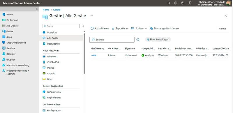 An Intune angebundene Geräte können mit Richtlinien konfiguriert werden, die auch auf ADMX-Dateien basieren. (Bild: Joos)