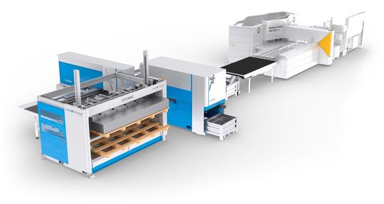 Punching, cutting and swivel bending in one line: RAS and Euromac showcased the result of their new partnership at EuroBLECH 2026.(Image:  RAS Reinhardt Maschinenbau GmbH)