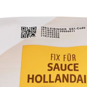 Reale Druckbeispiele: Der 2DJET druckt gestochen scharfe, GS1-konforme 2D-Codes mit bis zu 300 dpi und Druckgeschwindigkeiten von bis zu 120 m/min auf verschiedenste Verpackungsmaterialien.(Bild:  Paul Leibinger)