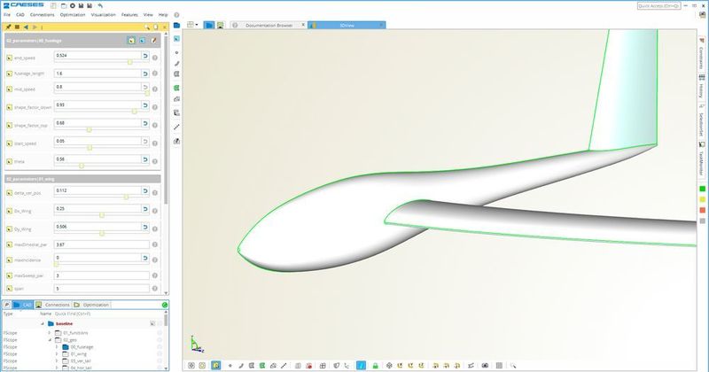 Robuste parametrische CAD-Modelle für die automatisierte aerodynamische Formoptimierung, erstellt in Caeses. (Friendship Systems)