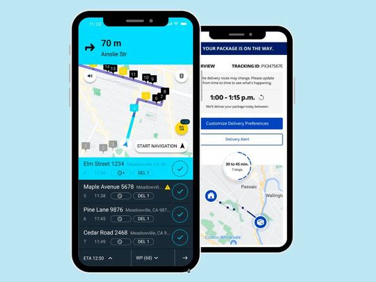 Speziell für die Paketzustellung bietet das Berliner Unternehmen Bettermile eine KI-gestützte, geodatenbasierte Software-as-a-Service-(SaaS-)Lösung für mehrstufige Adressverarbeitung, dynamische Routenoptimierung, Real Time Tracking und die Navigation mit vielen Stopps an.(Bild:  Bettermile)