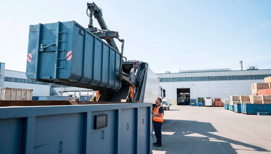 KI-generiertes Bild von „schlauen“ Entsorgungscontainern. Sie melden sich dann, wenn ihre Leerung not tut.(Bild:  Leonardo.ai/Epsa Group)