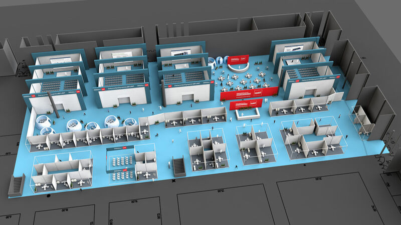 Die Planung der Ausstellungen in Halle 12, der Datacenter-Halle, sieht diese Aufteilung vor. (Bild: Deutsche Messe AG)