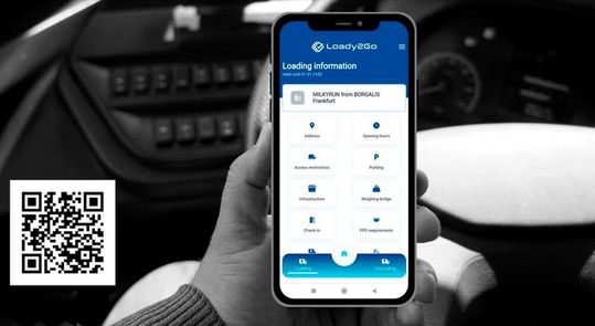 Per Link oder Quick-Response-(QR-)Code können Lkw-Fahrer mit „Loady2Go“ für ihre Lieferung relevante Daten in ihrer Sprache abrufen.(Bild:  Loady)