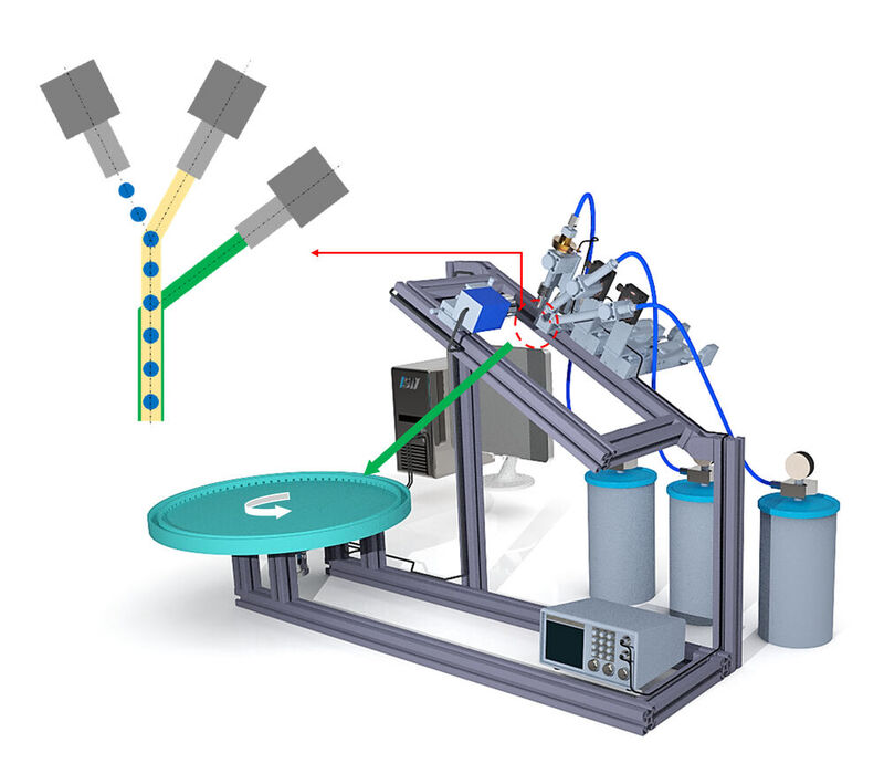 Der Geräteaufbau für die neue Herstellungsmethode der biokompatiblen Mikrofaser.
