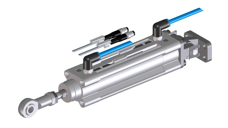 Im Festo Design Tool 3D konfigurierte DSBC Zylinderbaugruppe. (Bild: Festo)